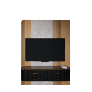 Black rounded tv cabinet