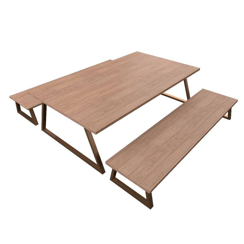 Oak wooden Outdoor table And benches